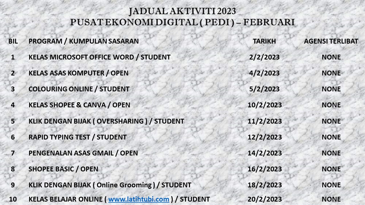 jadual xtvt feb 23