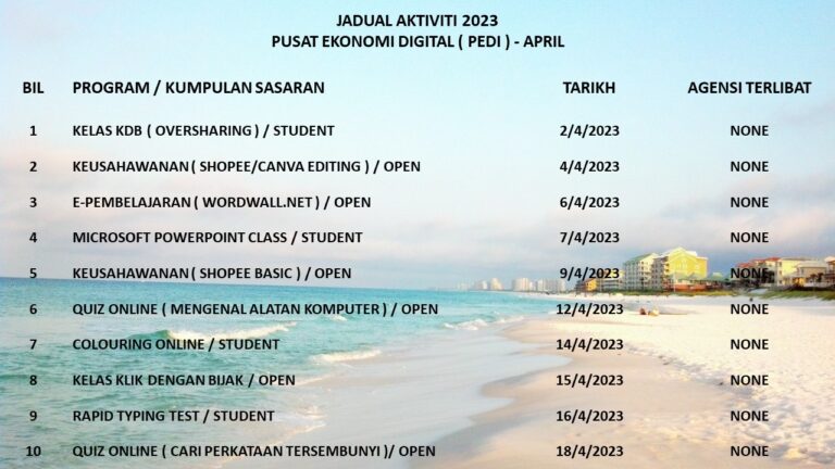 jadual xtvt april 23