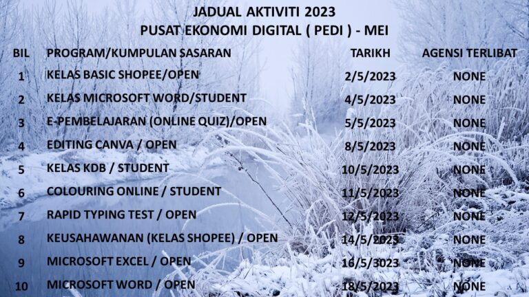 jadual xtvt mei 2023