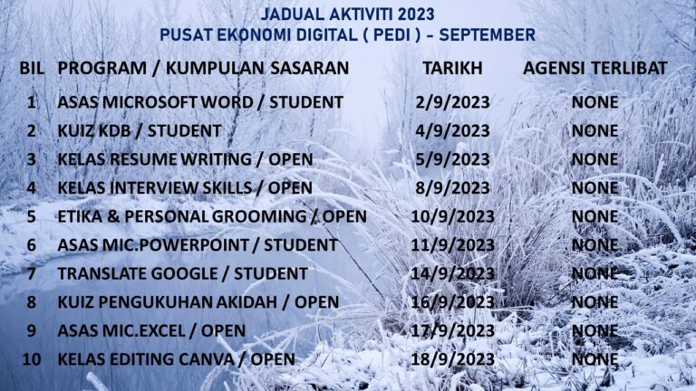 jadual xtvt sept 23